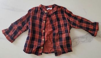 Chemise à carreaux rouge et noire Bout'Chou 6 mois
