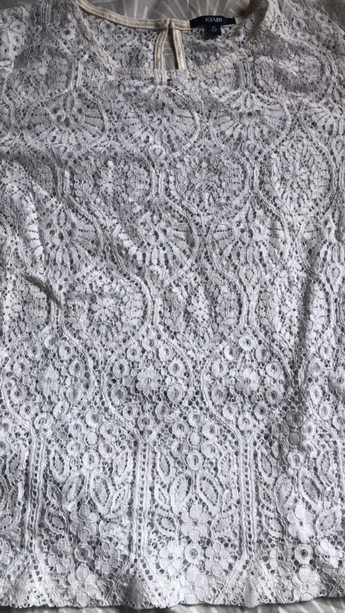 Blouse blanche dentelée taille 36 Kiabi - photo numéro 2