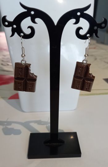 Boucles d'oreilles carré de chocolat