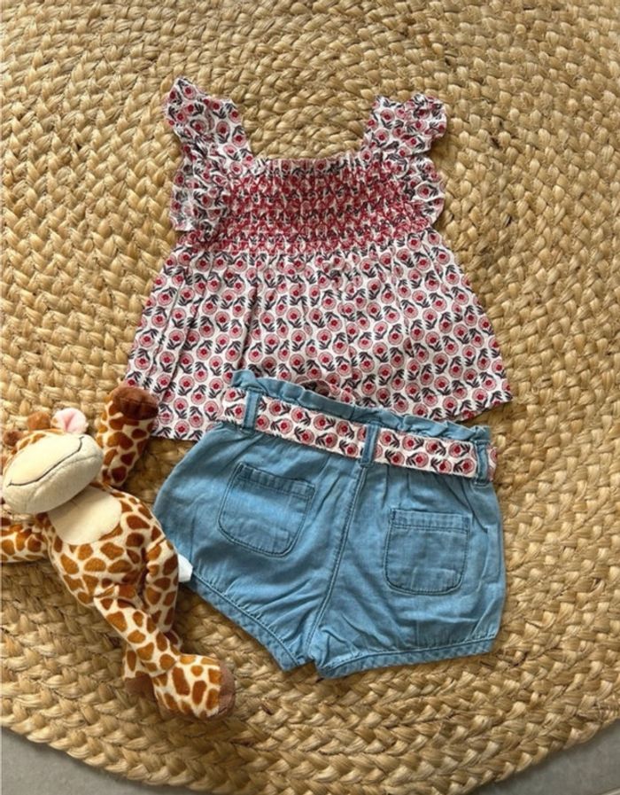 Ensemble blouse et short bébé fille sergent major - photo numéro 2