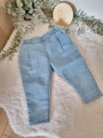 Pantalon bleu clair à poids blanc 6M