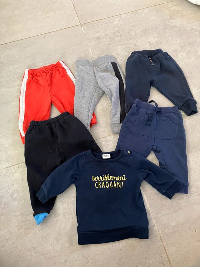 Lot de 5 pantalons jogging + 1 sweat 9 mois