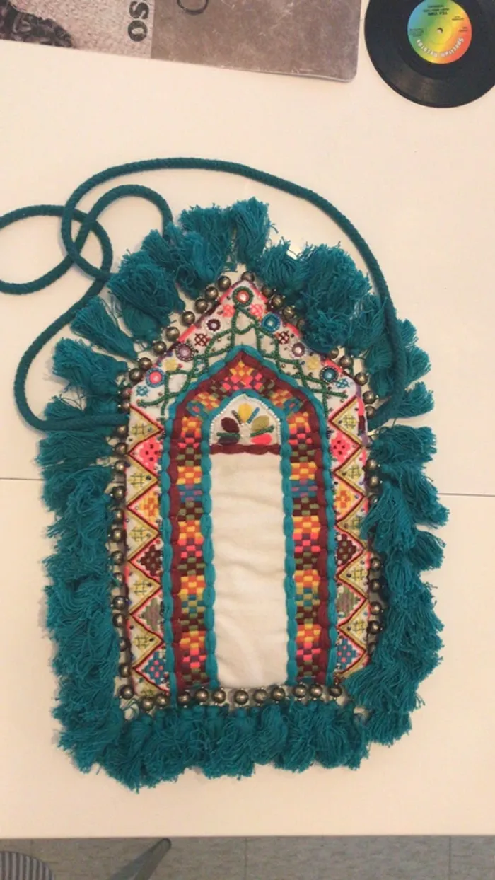 Sac à main tissus éthique turquoise - photo numéro 3