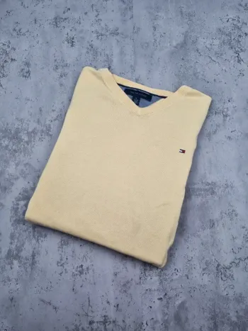 Pull col V Tommy Hilfiger jaune, XL Hommes