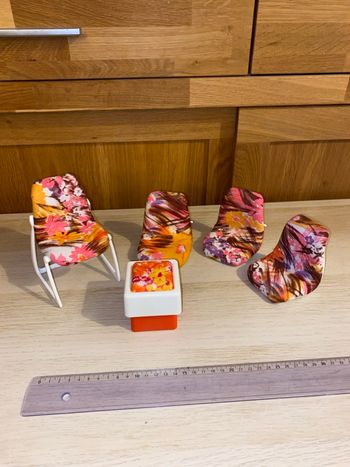 Barbie Mattel poupée chaise orange 1977 salle manger dream house