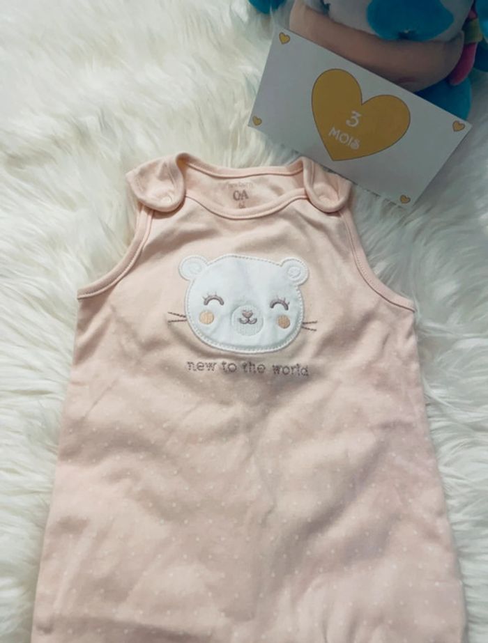 3 mois - ensemble salopette avec pieds et body - photo numéro 2