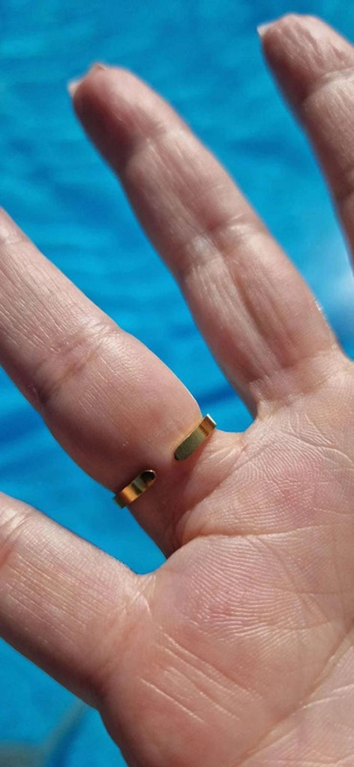 Bague acier inoxydable or réglable pmedailke résine turquoise vierge - photo numéro 3