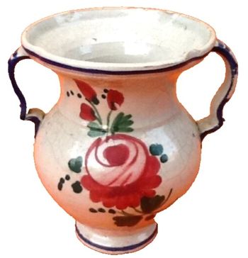 Années 1950 Petit vase balustre céramique Italienne à décor floral