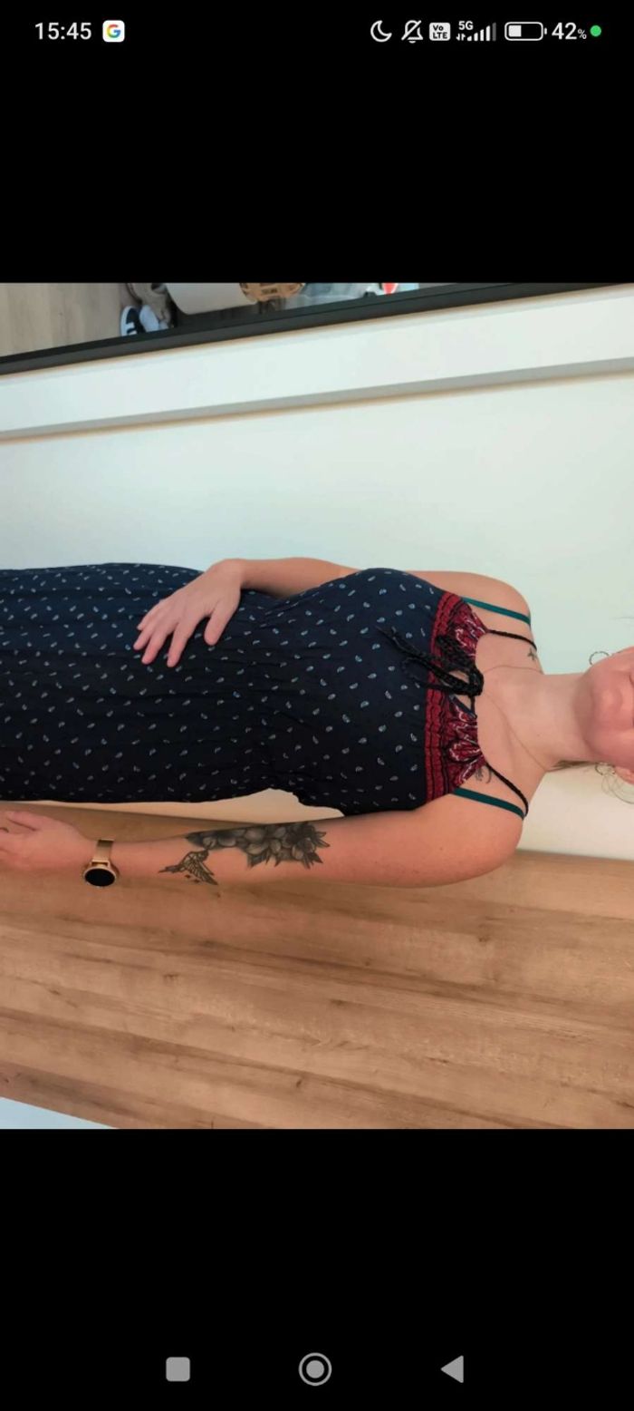 💙 Robe longue marine & rouge D&Z Fashion – Taille unique - photo numéro 3