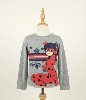 T-shirt Manches Longues Miraculous Ladybug - 4 ans (104 cm) - Gris