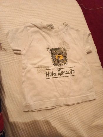 T-shirt blanc dessin moustique 9 mois mixte