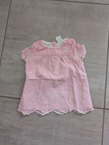Blouse coton et broderies ajourées 9mois h&m