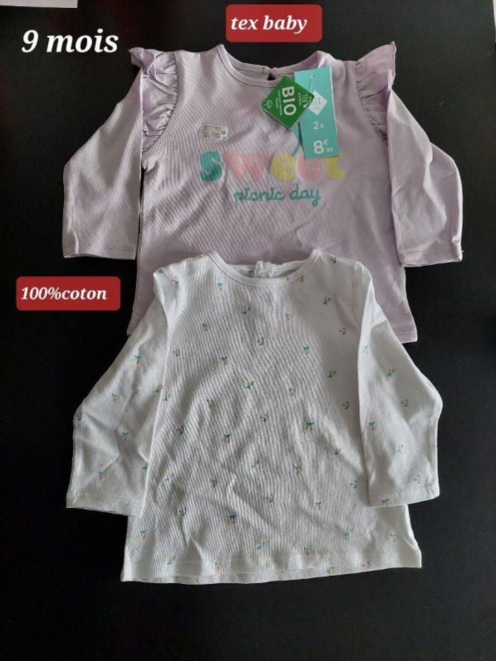 Lot de 2 tee-shirts fille 9 mois