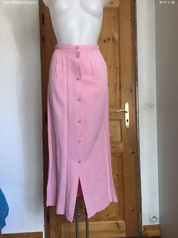 Jupe longue rose boutonnée vintage 90s Figure Libre
