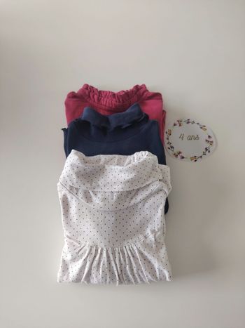 Lot de 3 t-shirts à manches longues fille 4 ans Cyrillus