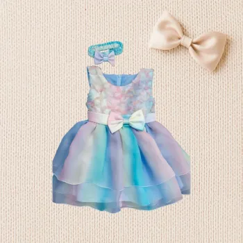 Robe pastel fille 24 Mois avec bandeau assorti