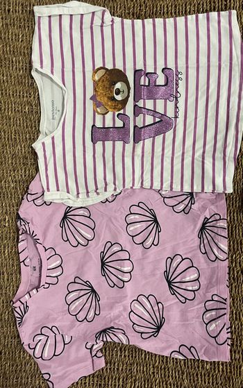 2 hauts fille Coquillages & petit ours