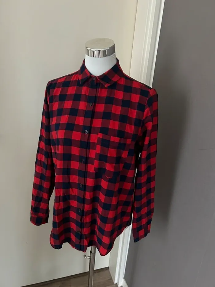 Zara chemise à carreaux rouge femme, taille M/38