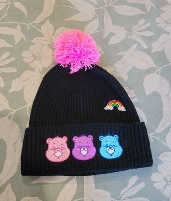 BONNET BISOUNOURS CARE BEARS POMPON ROSE! NEUF !