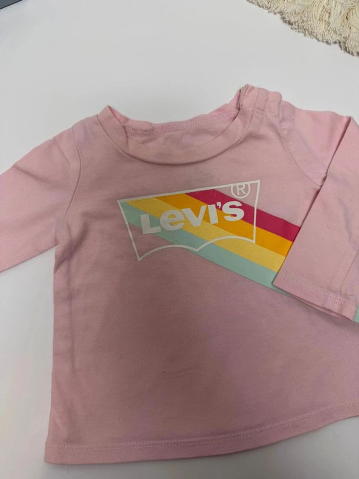 T-shirt Levi's rose fille 6 mois longues manches - photo numéro 2