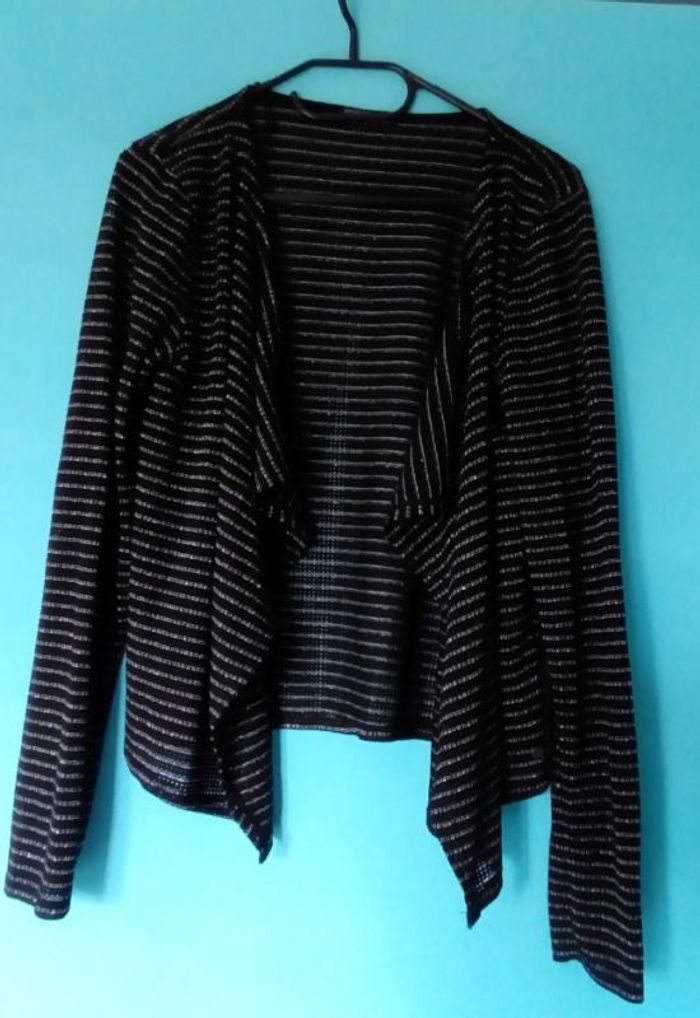 🖤 Veste légère à rayures noires et argentées "Bonobo" taille 40🖤