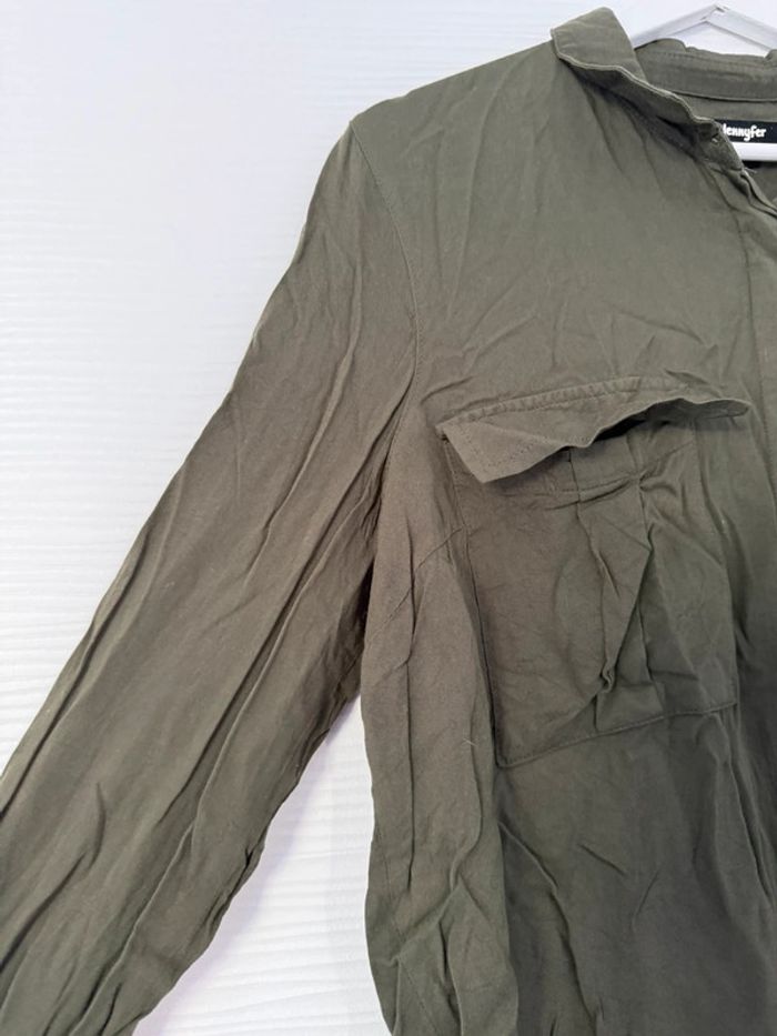 Haut chemise kaki unie basique simple manches longues - photo numéro 2