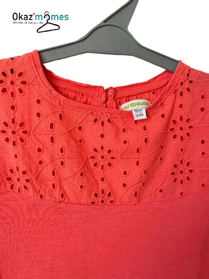 T-shirt corail à broderie anglaise - Vertbaudet 12 ans (152cm) - photo numéro 2