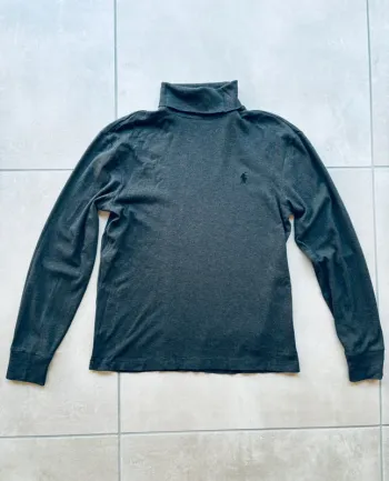 T-shirt homme col roulé manches longues gris anthracite Ralph Lauren