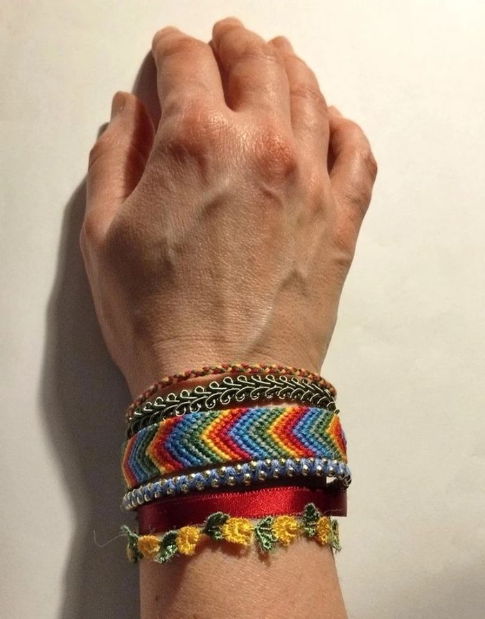 Manchette brésilienne multicolore fantaisie fleurs - photo numéro 3