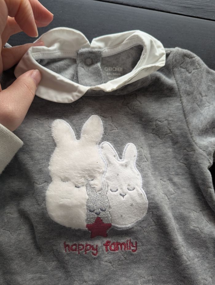 Lot pyjamas 6 mois velours - photo numéro 2