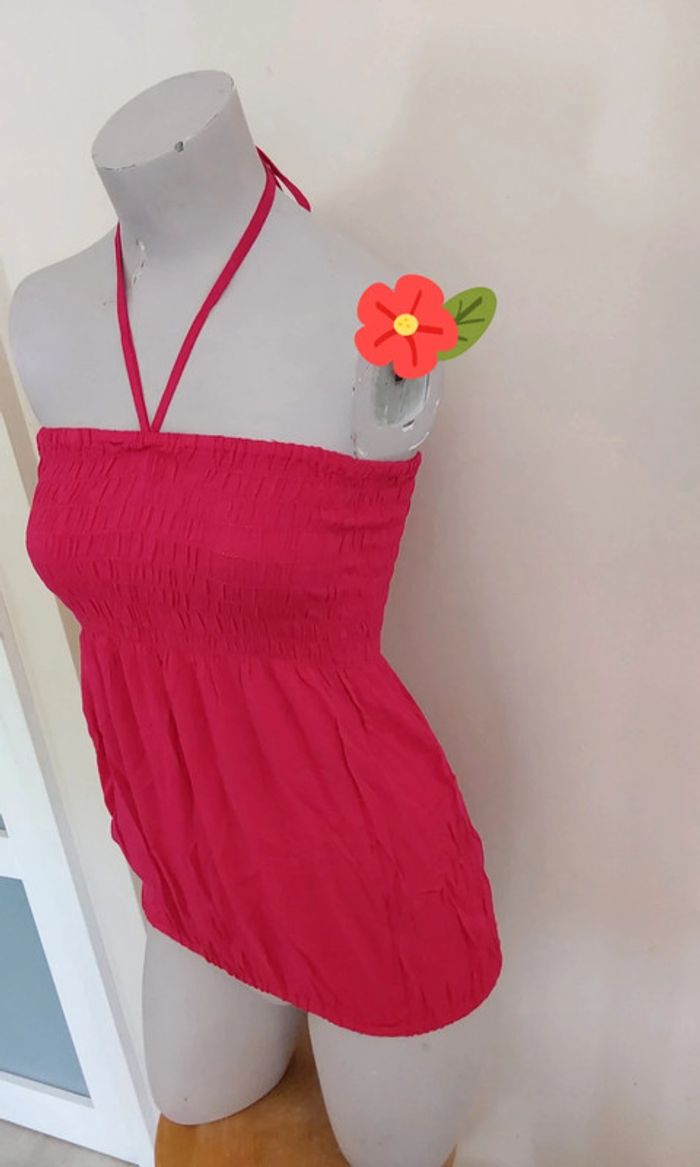 Bustier top épaules dénudées rose avec bretelles T 36 - photo numéro 3