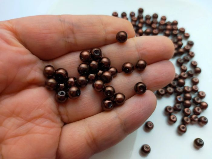 200 perles marron en verre 6mm Lot n°2260 - photo numéro 2
