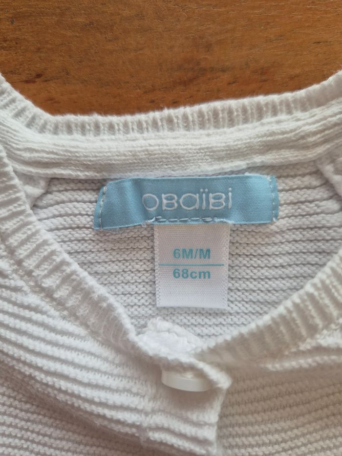 Gilet blanc fille Obaibi 6mois/68cm - photo numéro 2