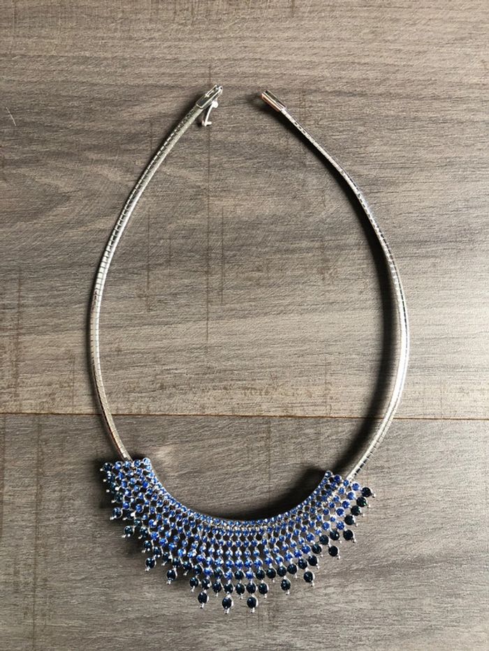 Très beau collier strass bleus neuf - photo numéro 2
