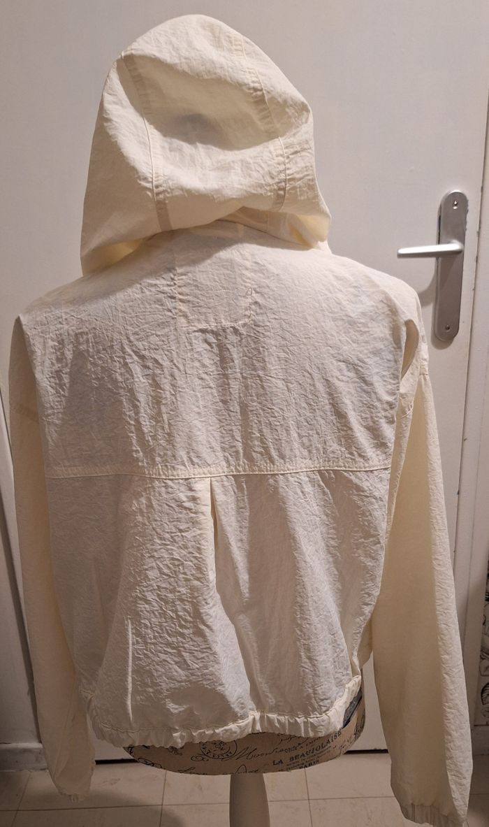 Blouson court à capuche zippé couleur crème - photo numéro 5