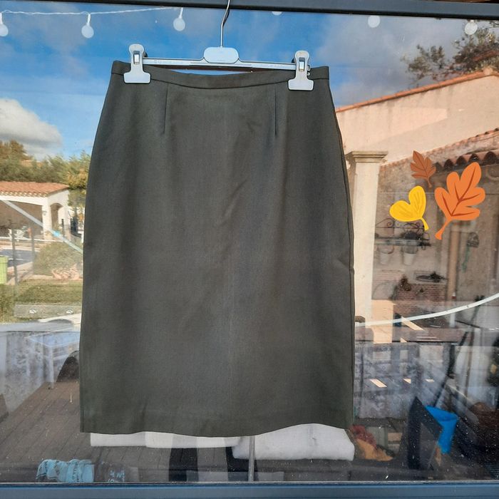 Jupe kaki doublée chaude droite T 40 - photo numéro 7