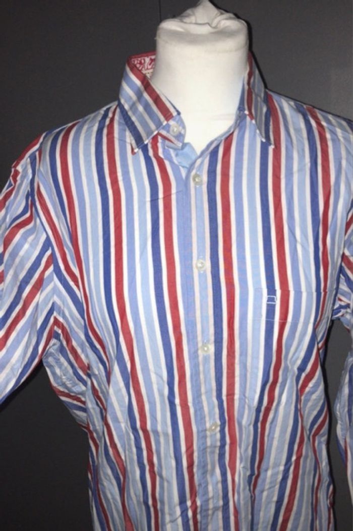 🩳 Chemise homme OLYMP Casual – rayures bleu, blanc et rouge – taille S - photo numéro 3