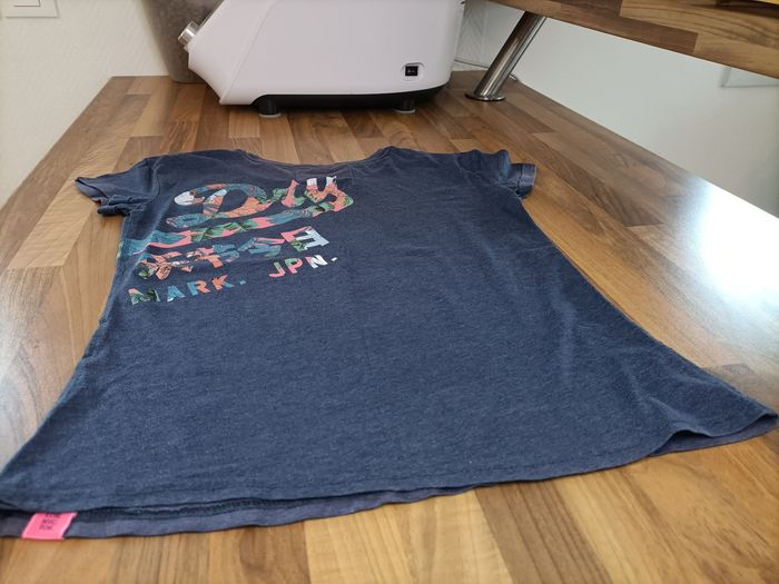 Tee-shirt bleu marine fushia Superdry 12 ans - photo numéro 5