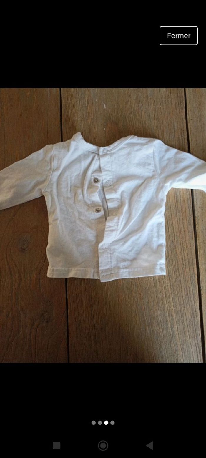 Ensemble tee-shirt manches longues blanc +pantalon rose - photo numéro 3