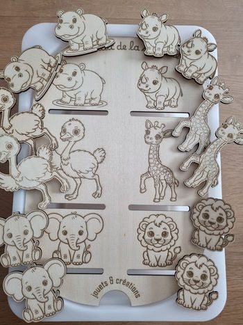 Petit insert pour bac Trofast ikea " Animaux de la savane " avec jetons Animaux