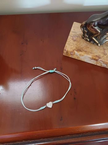 Bracelet réglable bleu turquoise et cœur en argent 925