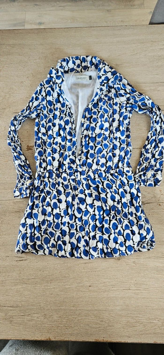 Robe classique à manches longues, blanche/bleue/noire, Jean Bourget, 6 ans