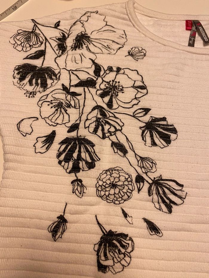 Haut blanc Orchestra fleur 10 ans - photo numéro 3