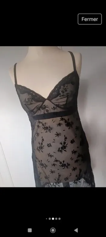 nuisette transparente fleuri dentelle sexy raffiné lingerie femme vintage