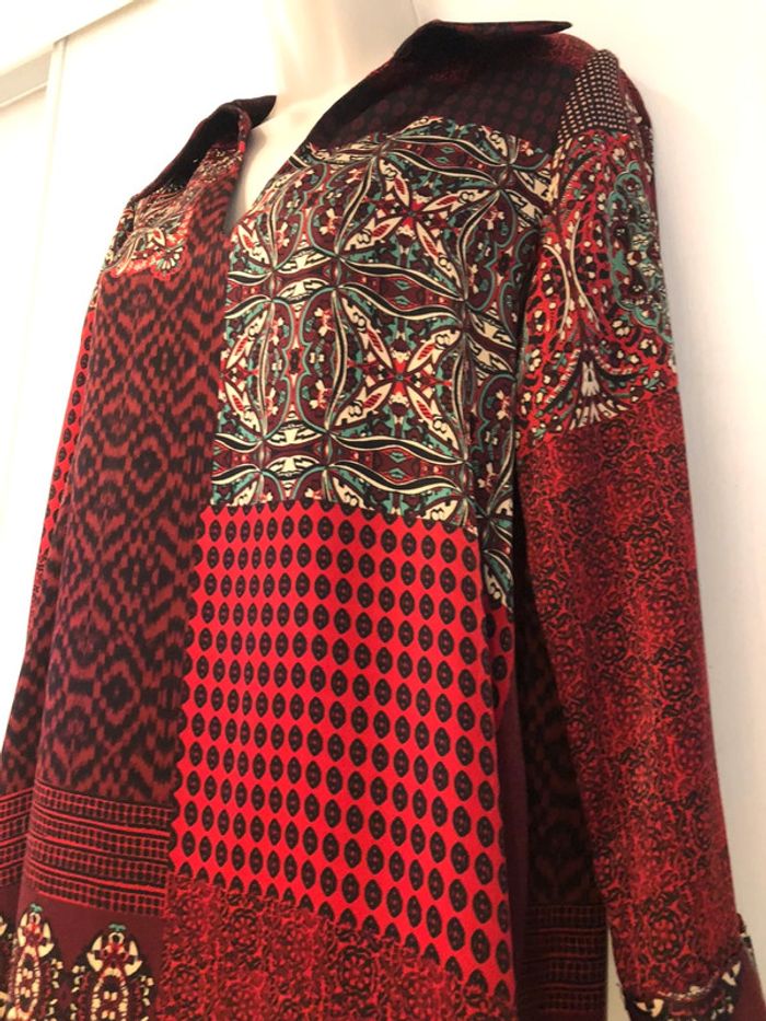 Robe Zara Rouge bordeaux vert taille M Aspect satiné - photo numéro 7