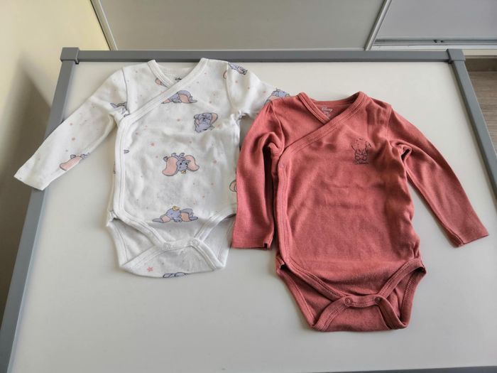Lot de 2 bodies manches longues Disney Dumbo 3 mois Kiabi - photo numéro 1
