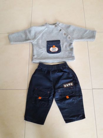 Ens. pantalon + pull polaire - 12 mois