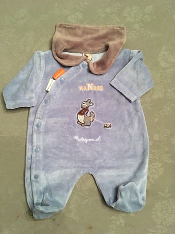 Pyjama velours bleu-gris 1 mois TCF