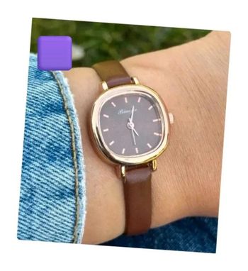 Montre vintage marron cuir femme style rétro chic jolie