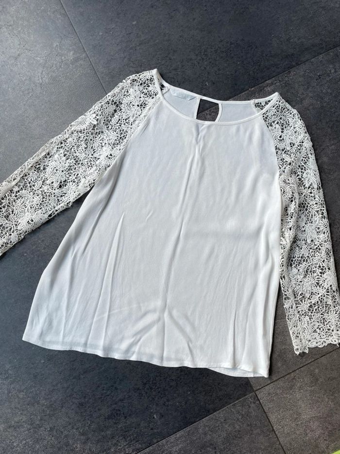 Blouse blanche fluide manches broderies